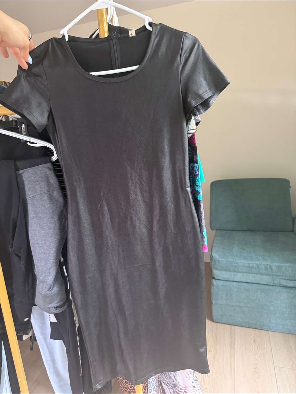 Black Midi Dress with Short Sleeves